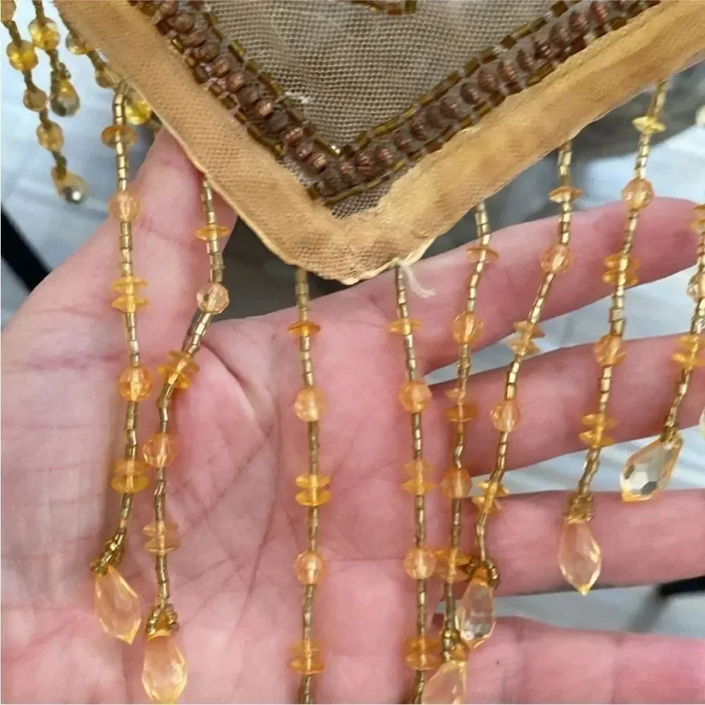 Elegant Brown and Gold  beaded Tablecloth, handmade in India 🇮🇳